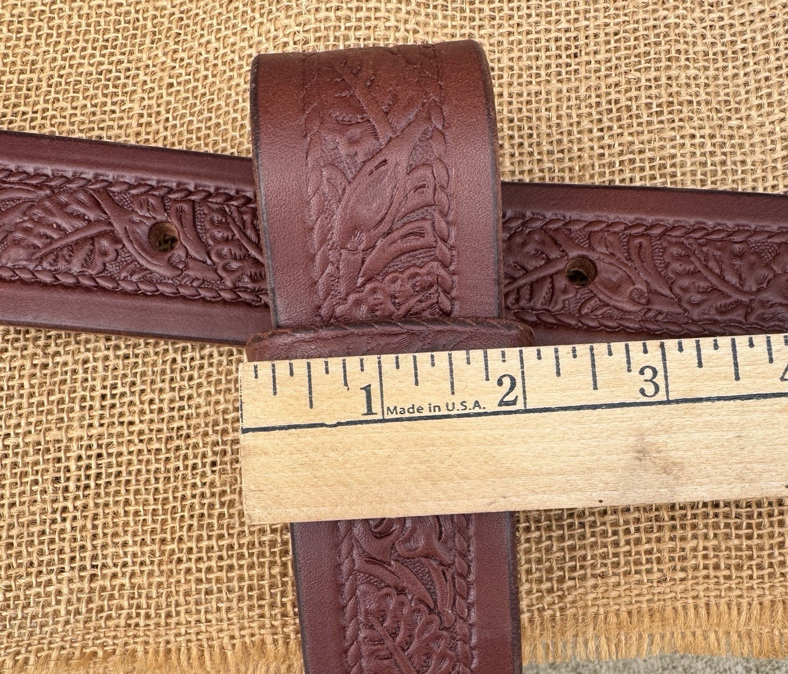 Handmade Leather Back Cinch Billets, Pair, Floral, USA Leather