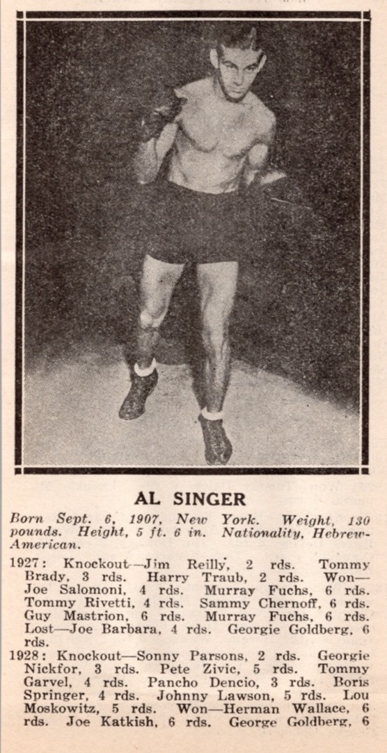 Al Singer Boxer Photo – 1930 Police Gazette Original Boxing Vintage Page