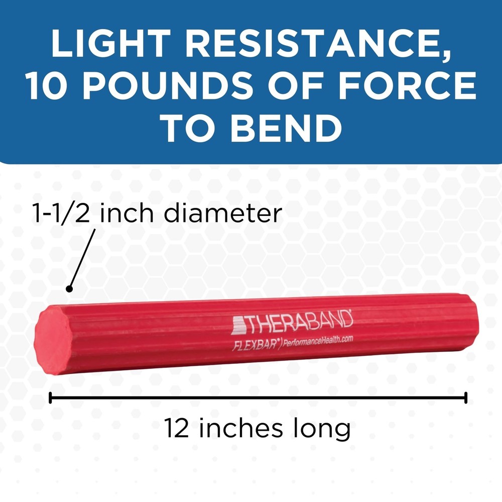 THERABAND FlexBar Resistance Bar, Light, Red Flex Therapy light, - Light