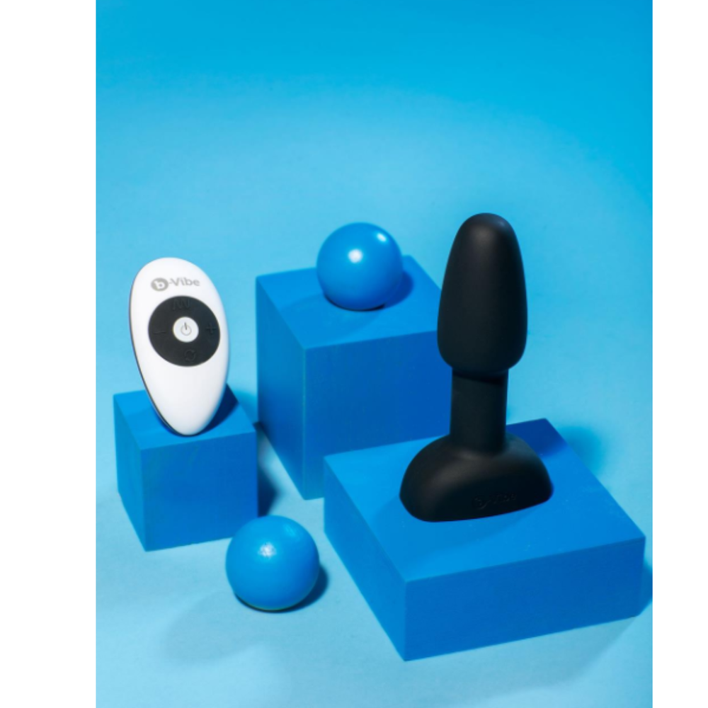 b Vibe Remote Control Rimming Plug Petite Small Vibrating Butt Plug- Black