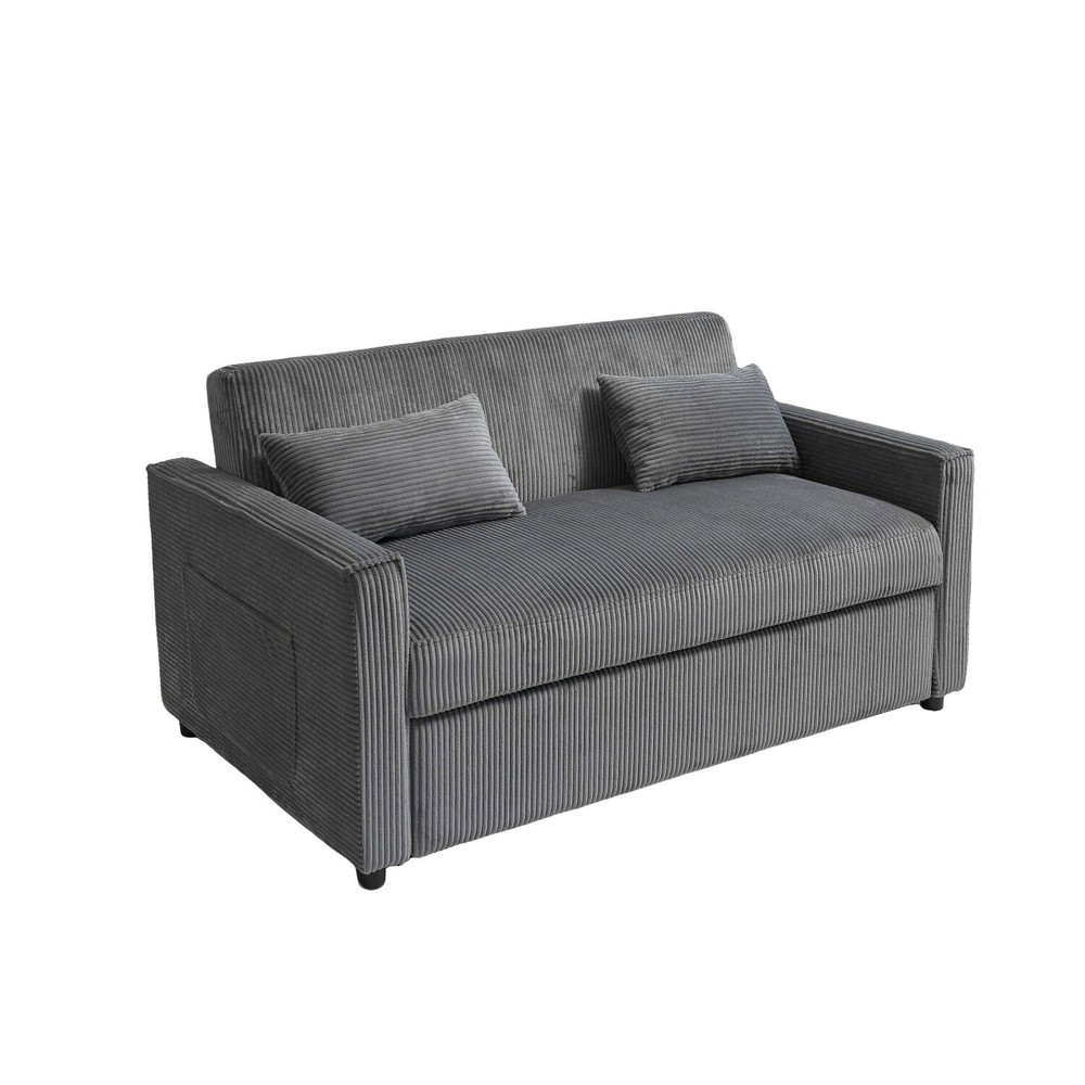 Convertible Sleeper Sofa Bed Loveseat 2 Seater Couch with Pull Out Bed Gray/Blue