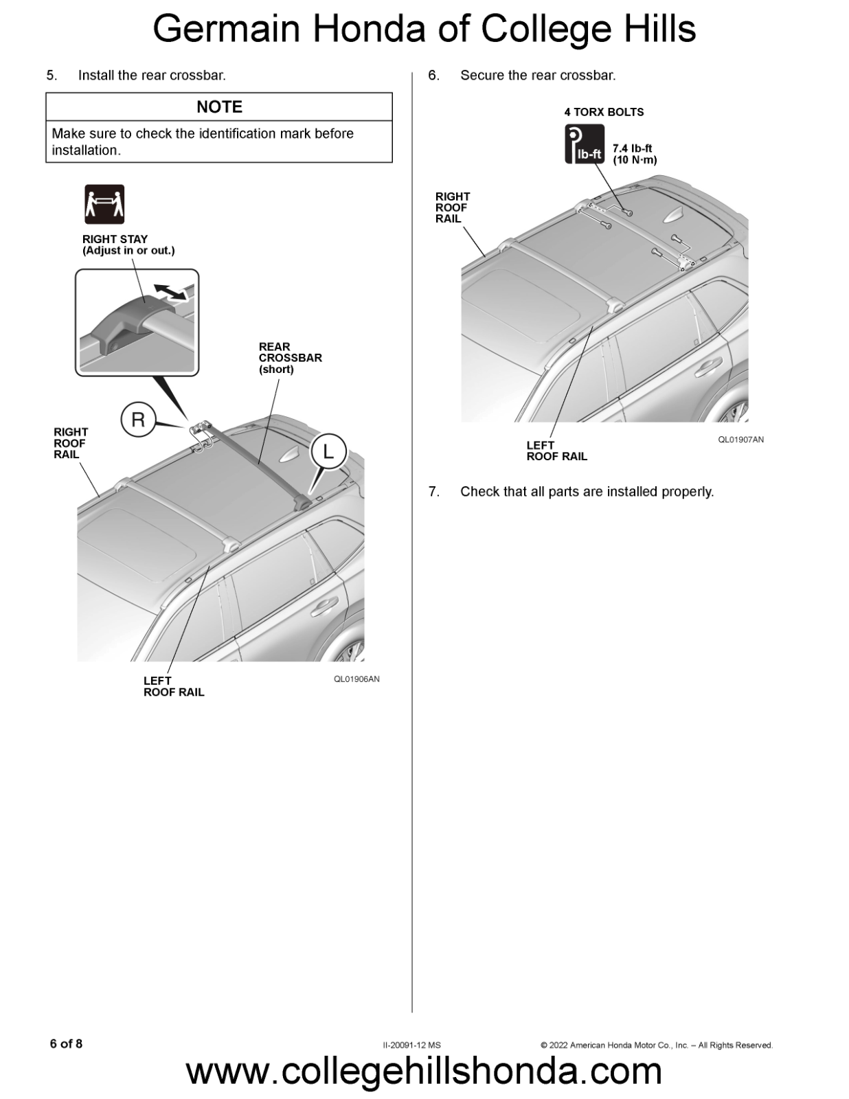 2023-2025 Genuine Honda CR-V Cross Bars OEM! NEW! 08L04-3A0-100
