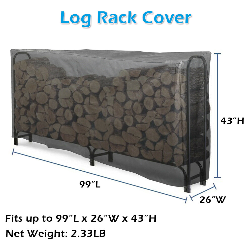 8ft Firewood Log Rack Cover Waterproof Wood Storage Holder Heavy Duty Outdoor