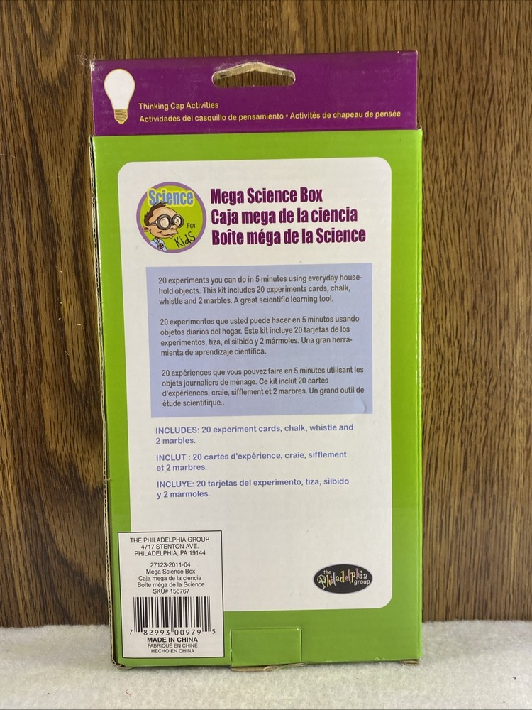 Science For Kids Mega Science Box. 24 PC, 20- 5 Min Experiments. READ.