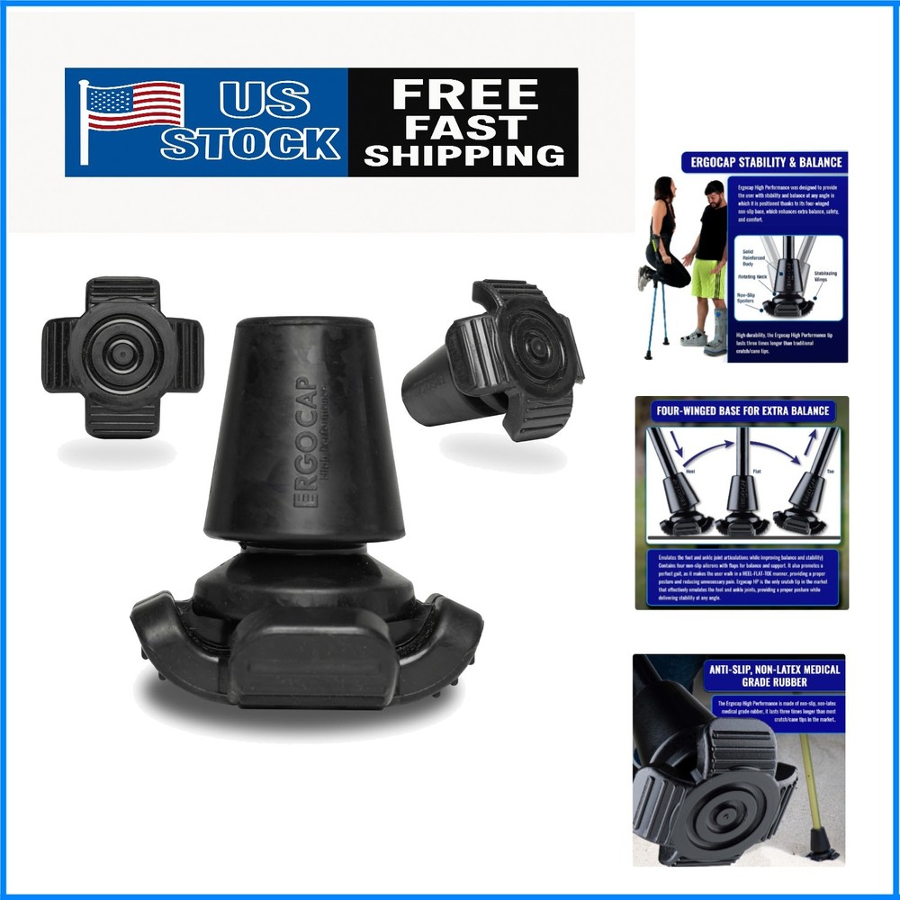 Universal 4-Point Crutch Rubber Tip with Shock Absorbing for Enhanced Stability