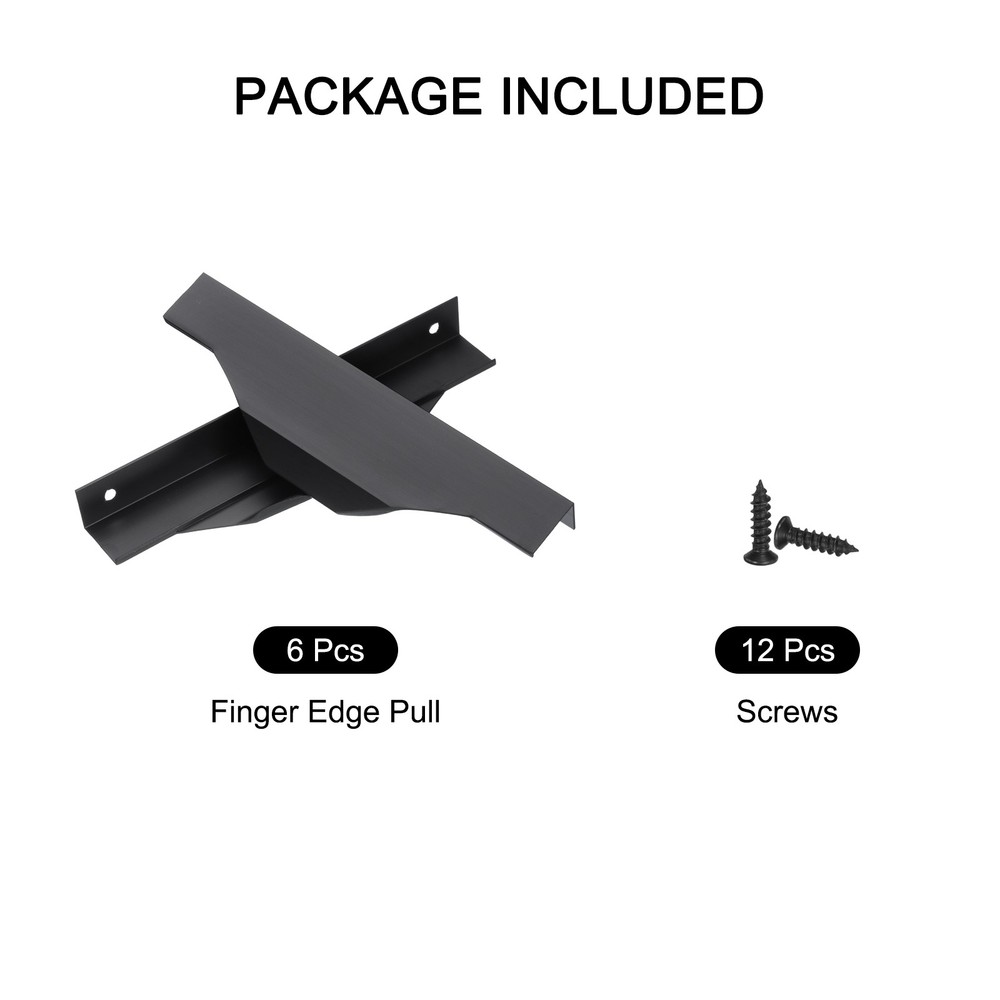 6 Pack Finger Edge Pull Cabinet Pulls Finger Pulls 128mm Hole Diameter Black