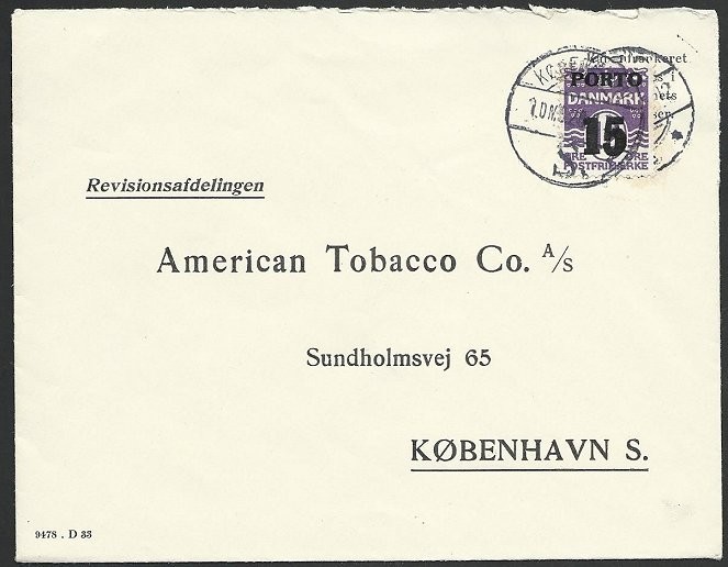 DENMARK 1920 postage due cover.............................................49286