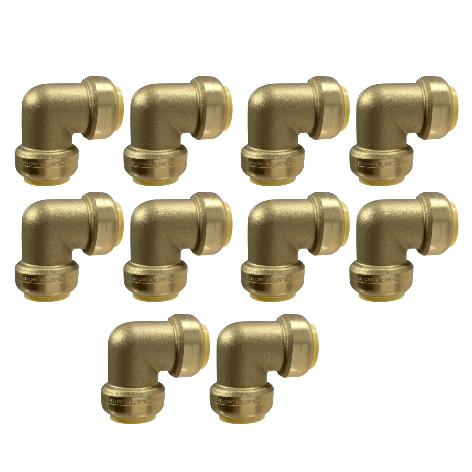 10 Pack XFITTING 1" X 1" Push Fit Elbow Fittings- Lead Free Brass
