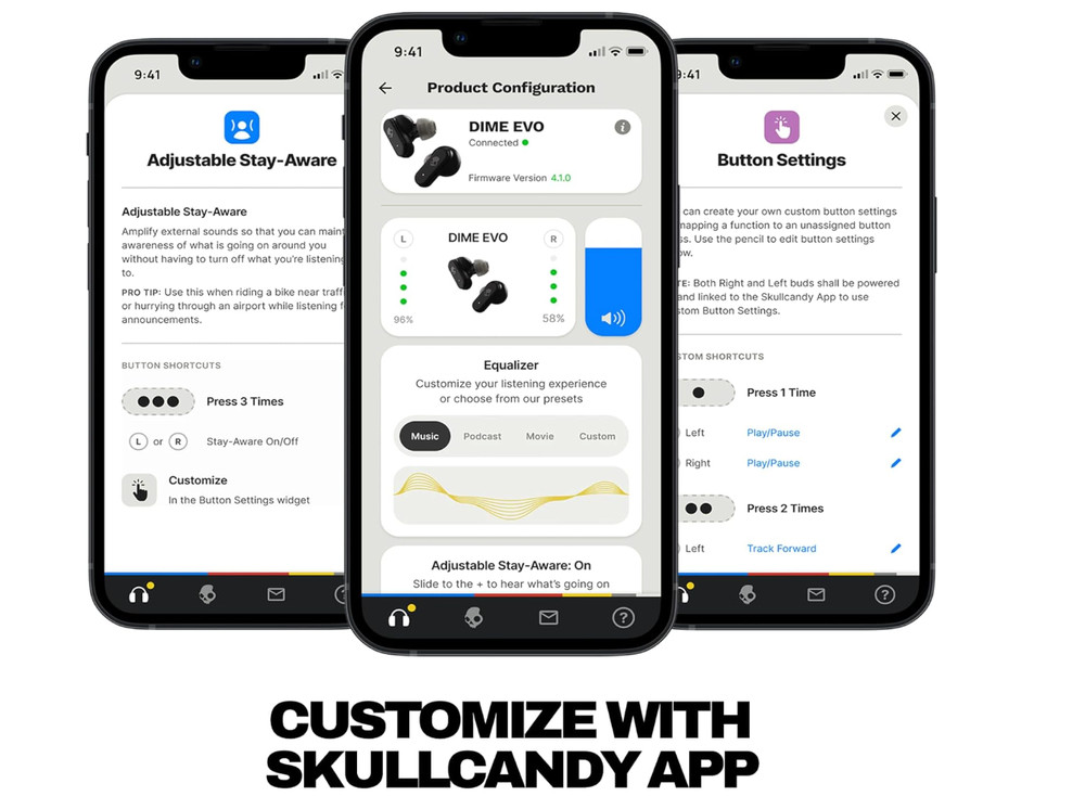 Skullcandy Dime Evo Wireless Earbuds– Bluetooth, 36H Battery – Multiple Colors