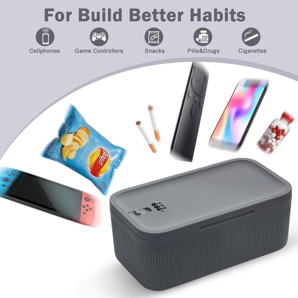 Lockable Storage Box, Small Lock Box with Combination Code for Phone/Medicine...