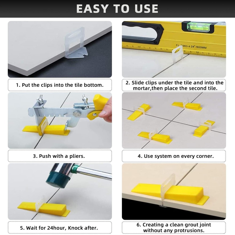 1/16" Tile Leveling System Spacers 2000 PCS Tile Leveling Clips Kit Prevent T...