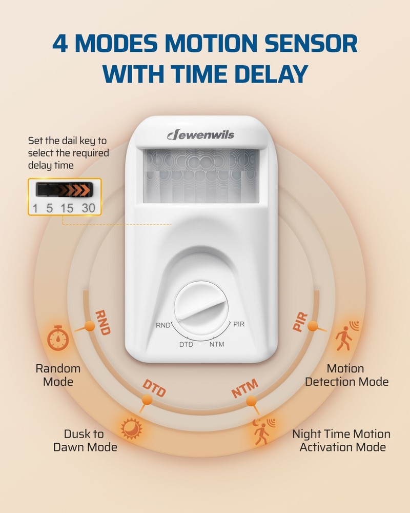 DEWENWILS Wireless Motion Sensor Light Switch,Dusk to Dawn & PIR Motion Sensor