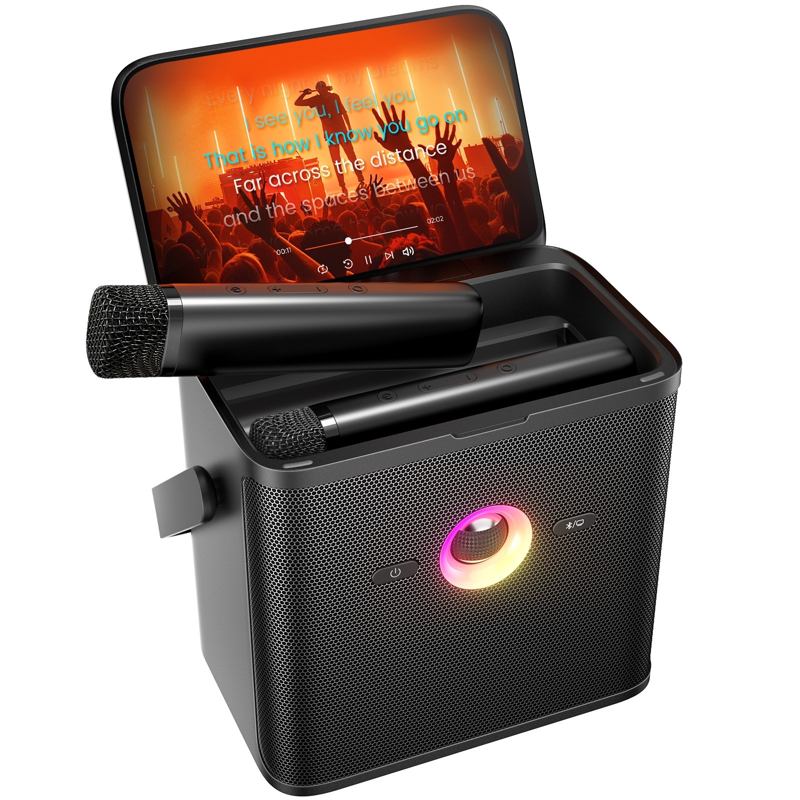 Ikarao Shell S3 Karaoke Machine, 80W Speaker, with Lyrics Display Screen