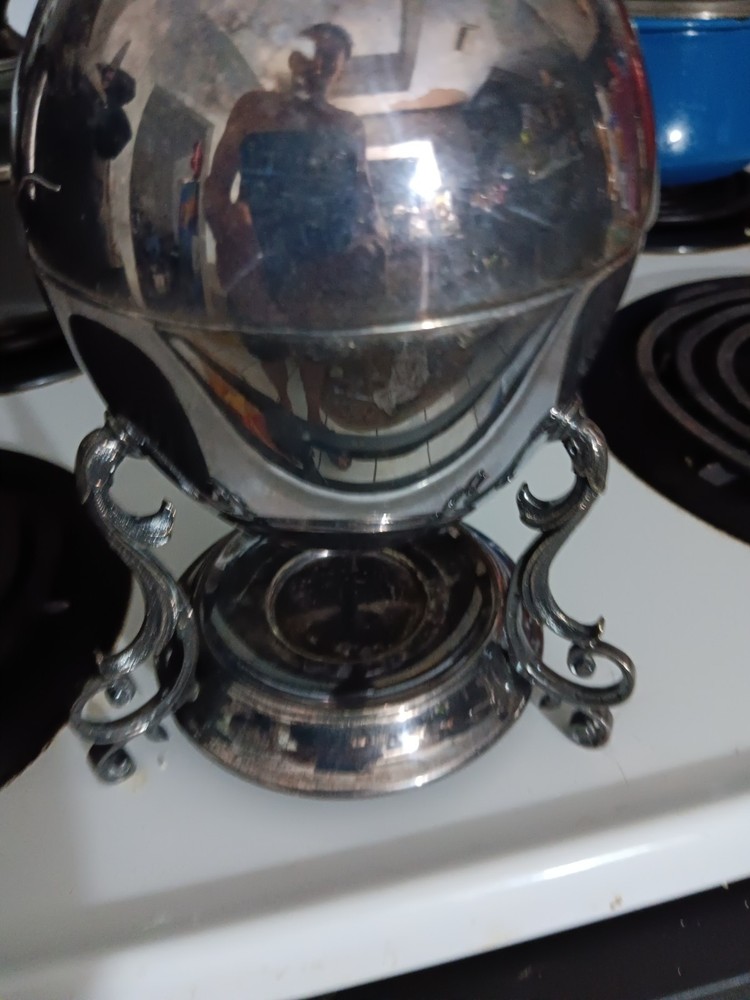 Antique English Silver Plate Condiment Egg Codder Eagle Finial Handle