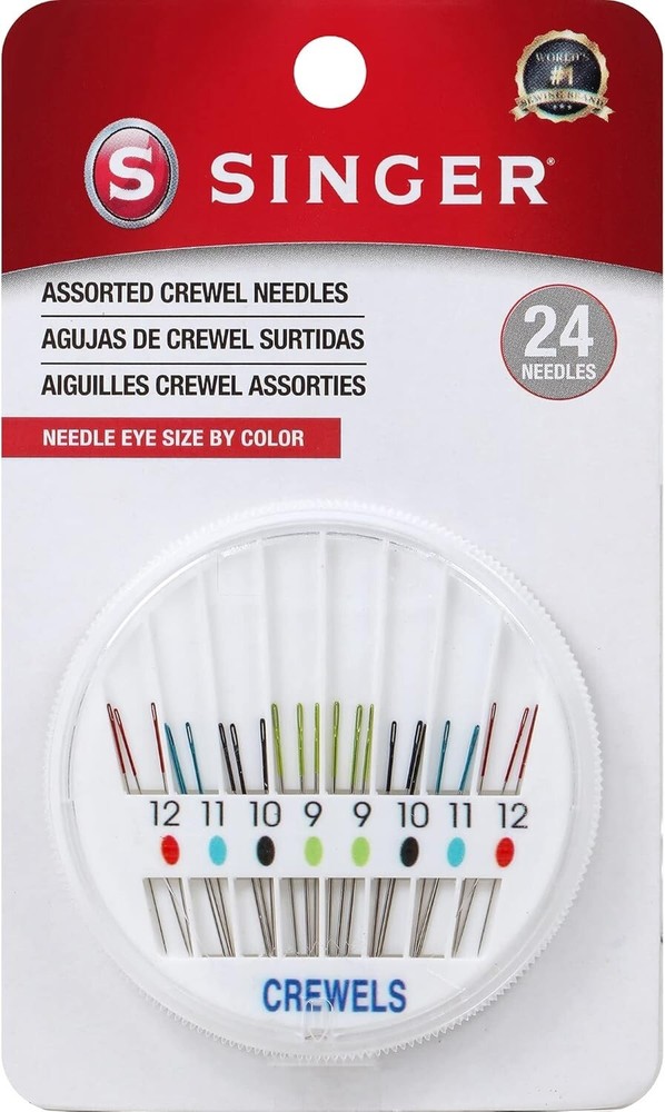 SINGER Crewel Needles in Dial Compact, Assorted Sized Sewing Needles, Multi