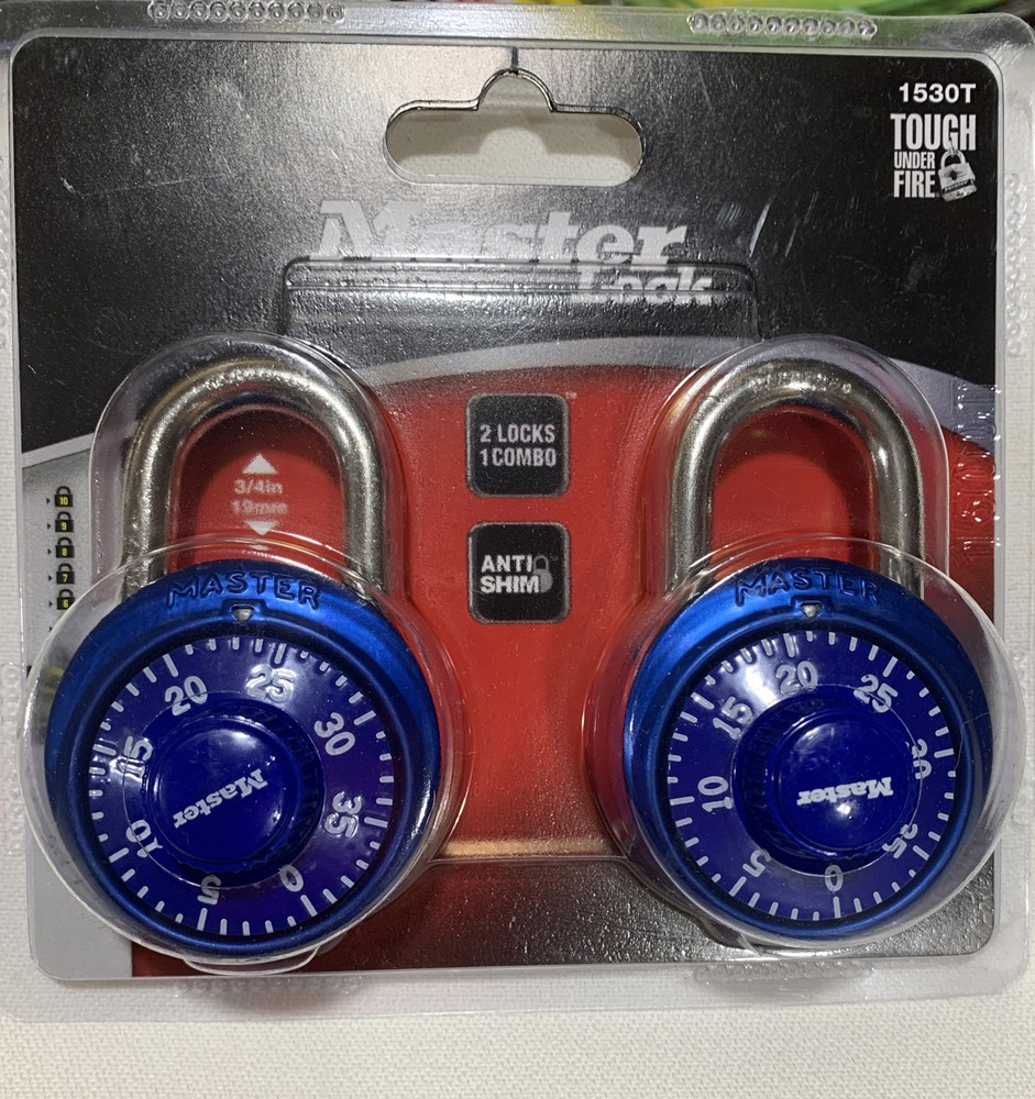 Master Lock 1530T Locker Lock Combination Padlock, 2 Pack - New