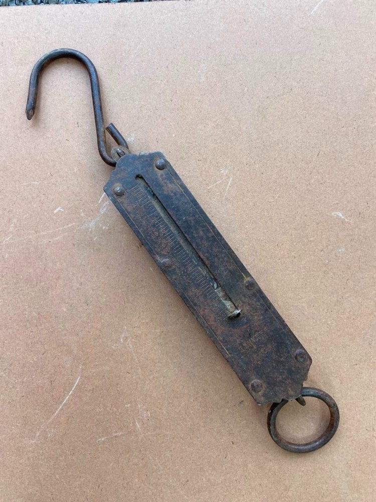 Ancient Old Iron Weight Spring Balance Scale