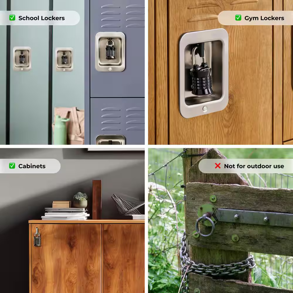 Combination Locker Lock, Resettable, Assorted Colors