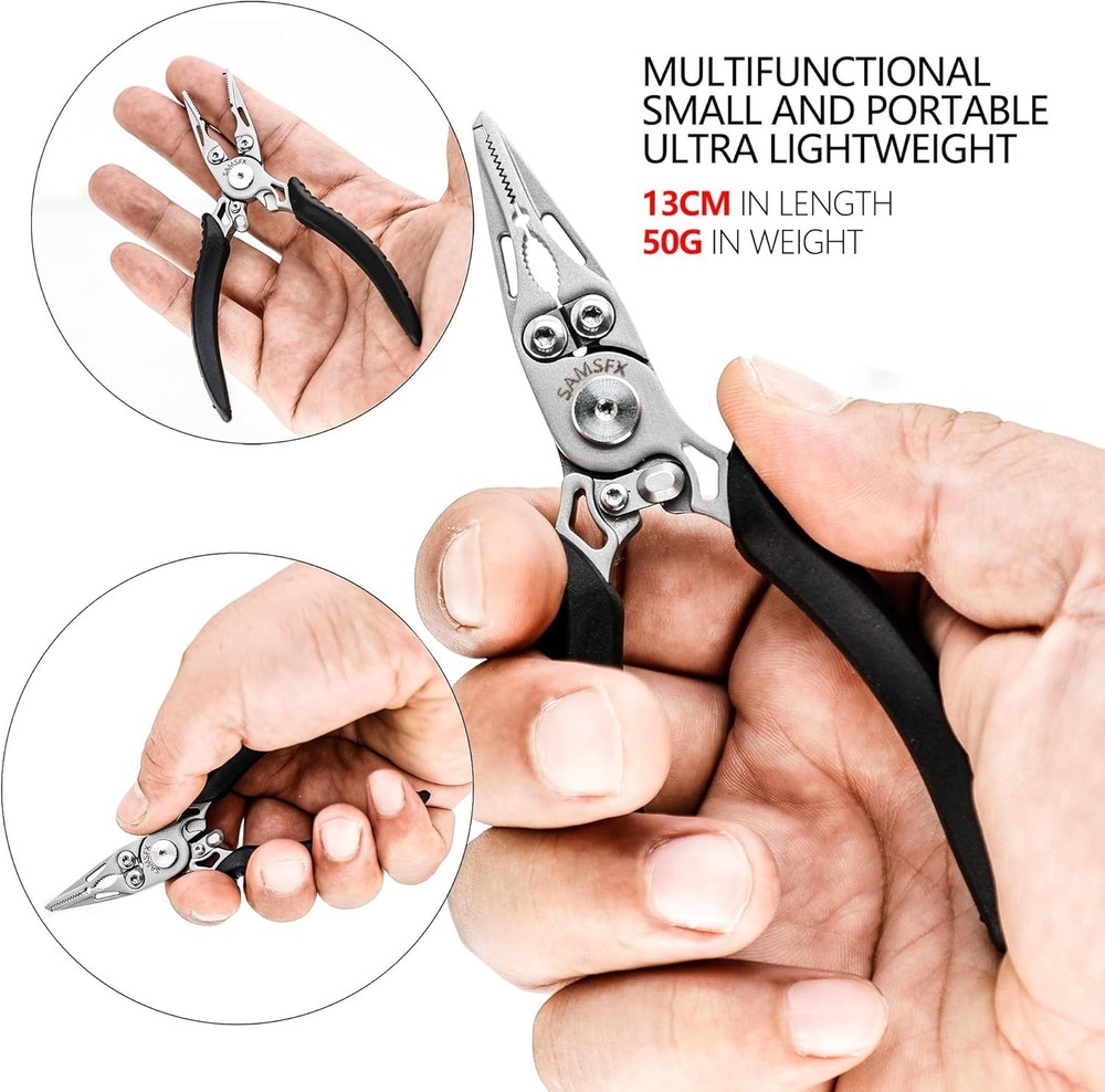 Mini Snap Split Ring Fishing Pliers W/ Retractors Combo Scissors Braid Cutters