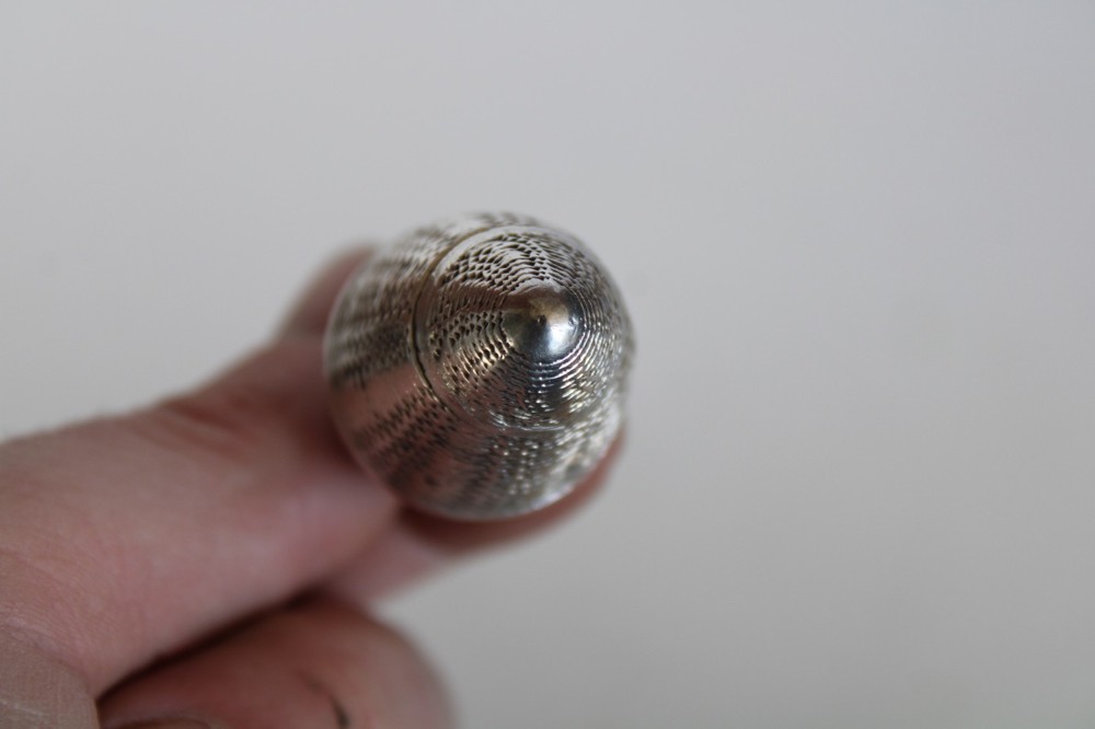 Antique Egg Sterling Silver Chatelaine Thimble Holder & Thimble / Pomander ?