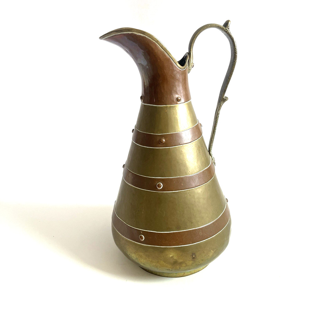 Vintage Brass And Copper Pitcher With Makers Mark.