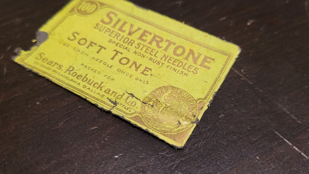gramophone phonograph needle packet empty silvertone sears roebuck soft tone