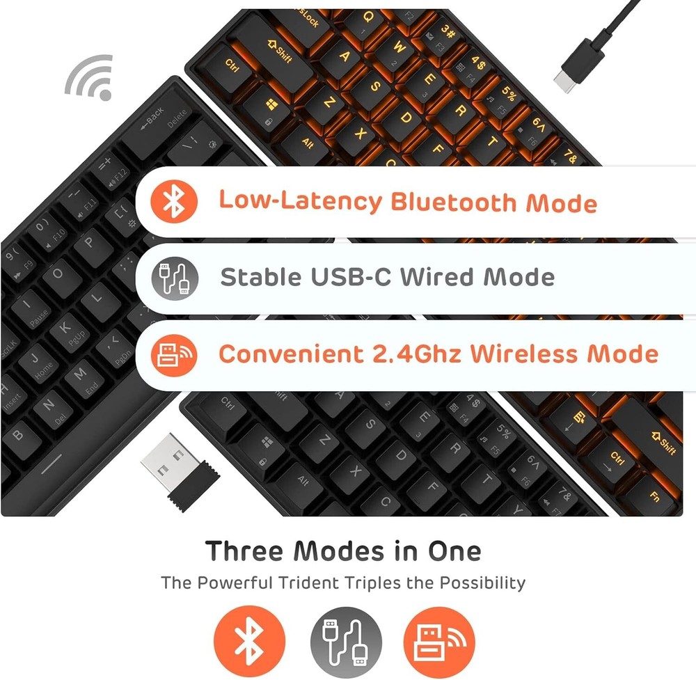 Compact Bluetooth Mechanical Keyboard - 61 Keys, Hot-Swappable Red Switch, Black