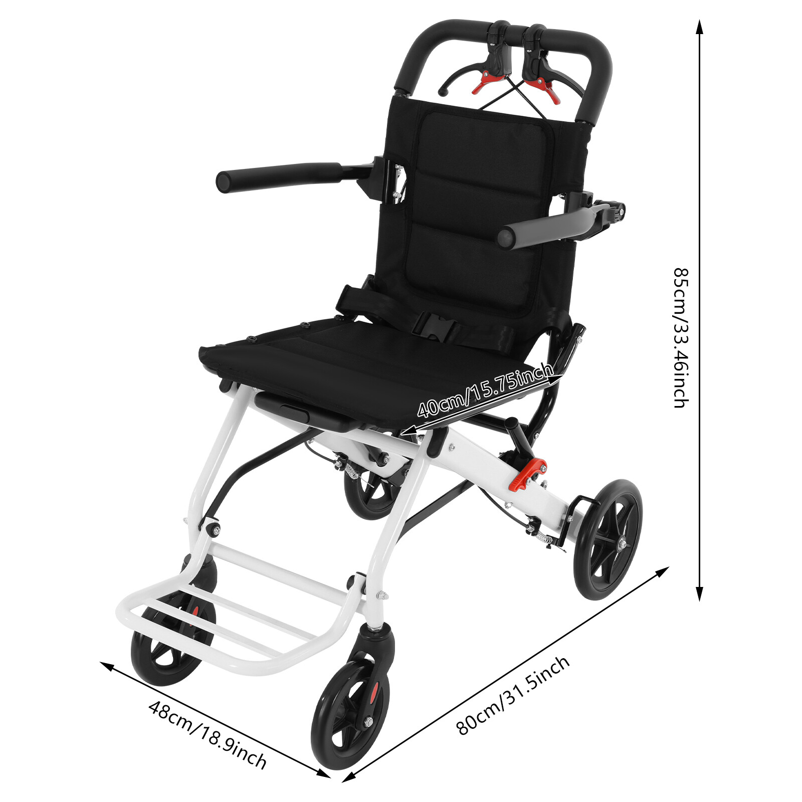 Lightweight Folding Transport Wheelchair w/Travel Bag Portable Travel Wheelchair