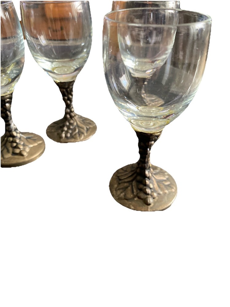 DAVCO SILVER LTD Set Of 4 Grape Silver Plated & Glass Cordial Liquor Glasses