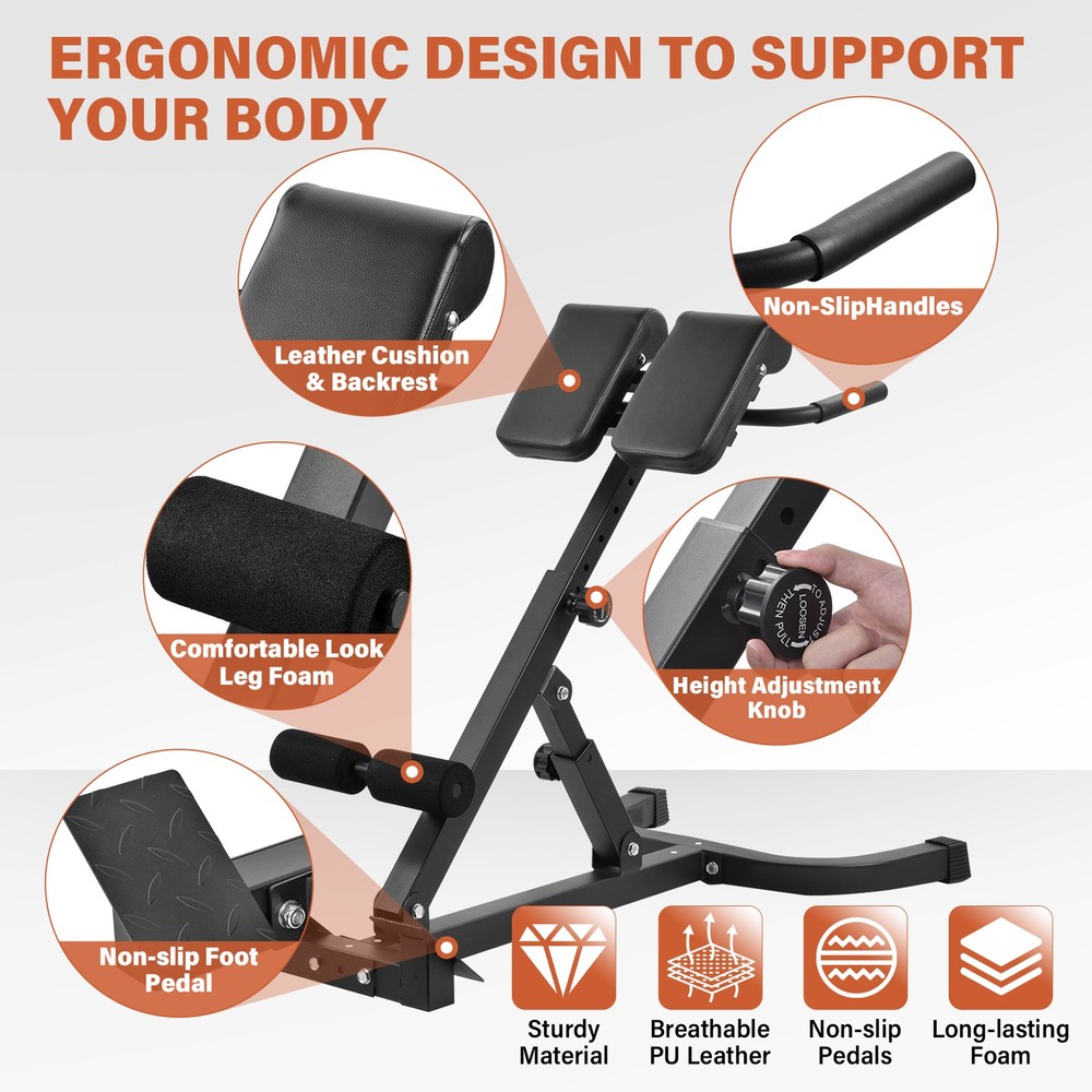 Roman Chair – Bench for Strength Training – Adjustable Back Extension Machine