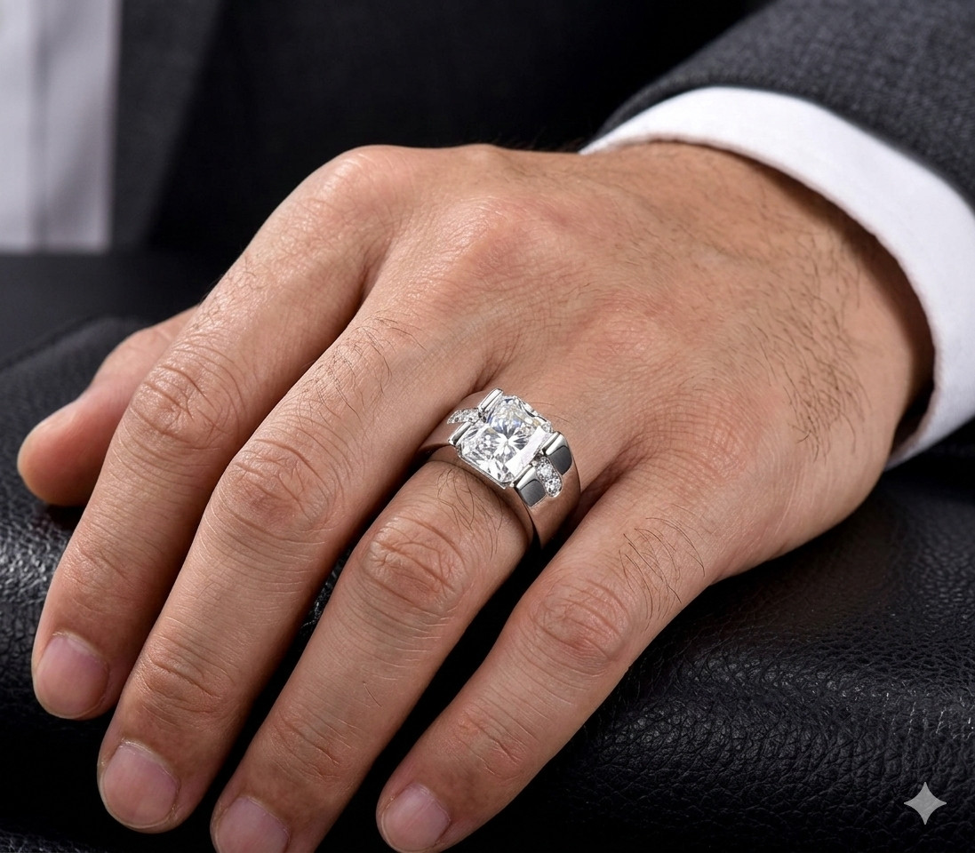 9.65 Ct Certified Radiant Cut White Diamond Solitaire Ring ! FREE Diamond Studs