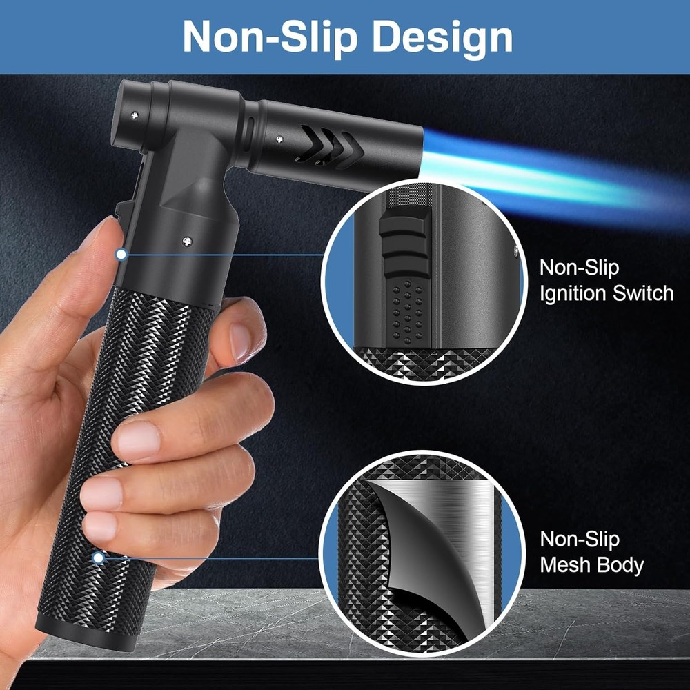 2 Pack Butane Torch Lighter Soldering Refillable ONE SIZE, Black