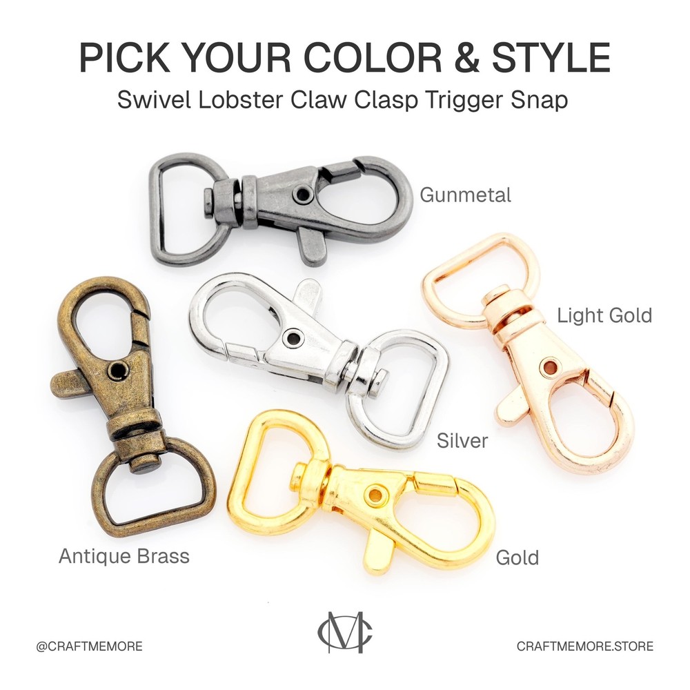 20pcs Swivel Lobster Claw Clasp Trigger Snap Hooks for Purse Making Macrame L...
