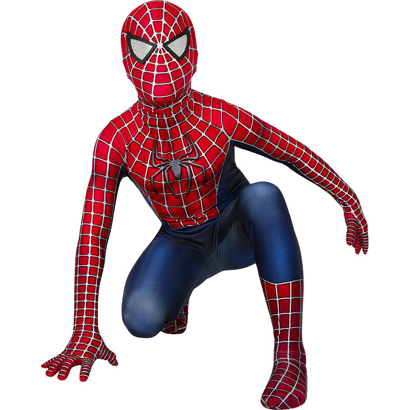 Spider-Man Tobey Maguire Costume Kids Boys Cosplay Jumpsuit + Mask