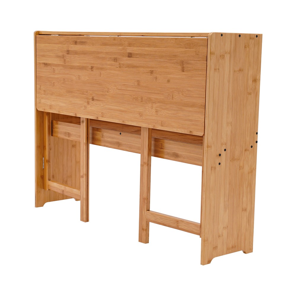 Folding Computer Desk, Modern Writing Table &Storage Shelf Home Office Work Desk