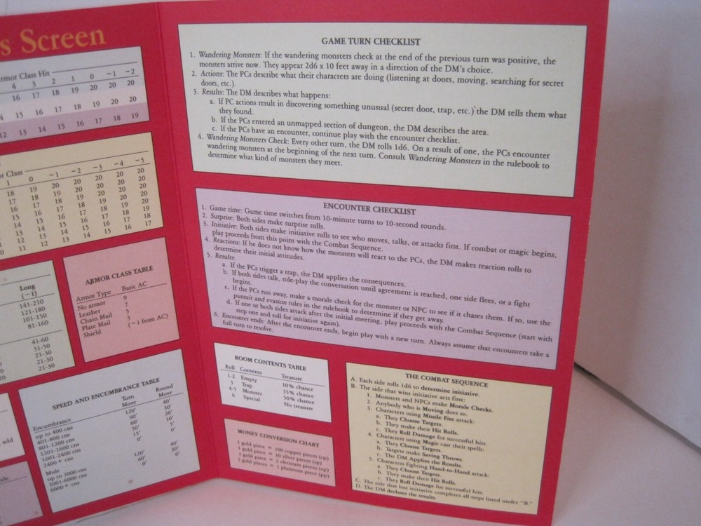 1991 Dungeons & Dragons Game 1070 Master's Screen Learning Pack - Pack ONLY