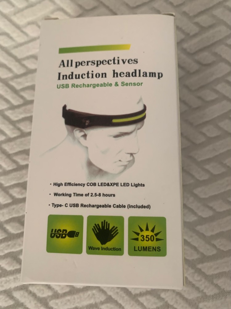NEW!  All perspectives Induction Headlamp, USB,Rechargeable & Sensor Cob LED