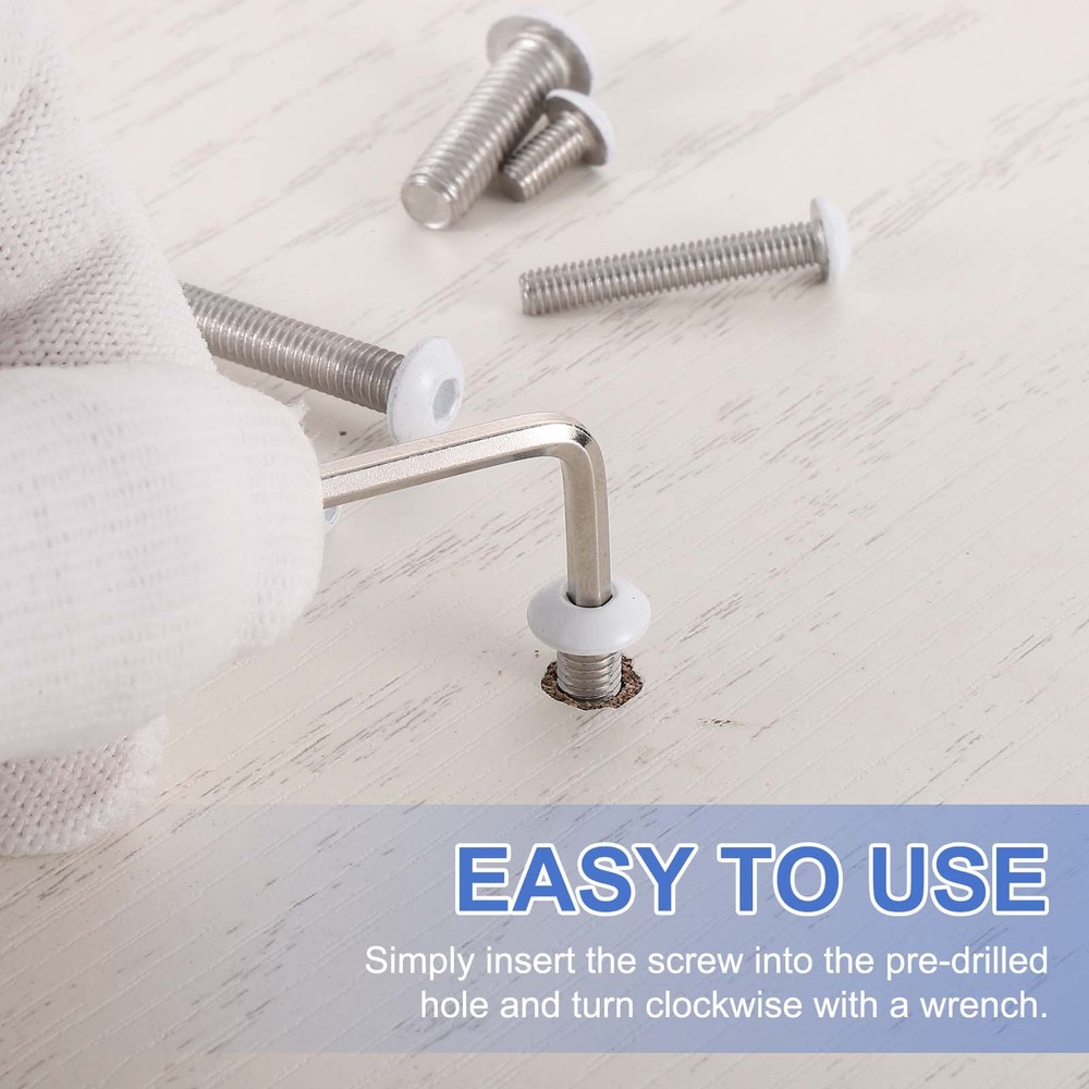 20 Pcs M6-1 x 20mm Button Head Socket Cap Screw Machine Screw, White