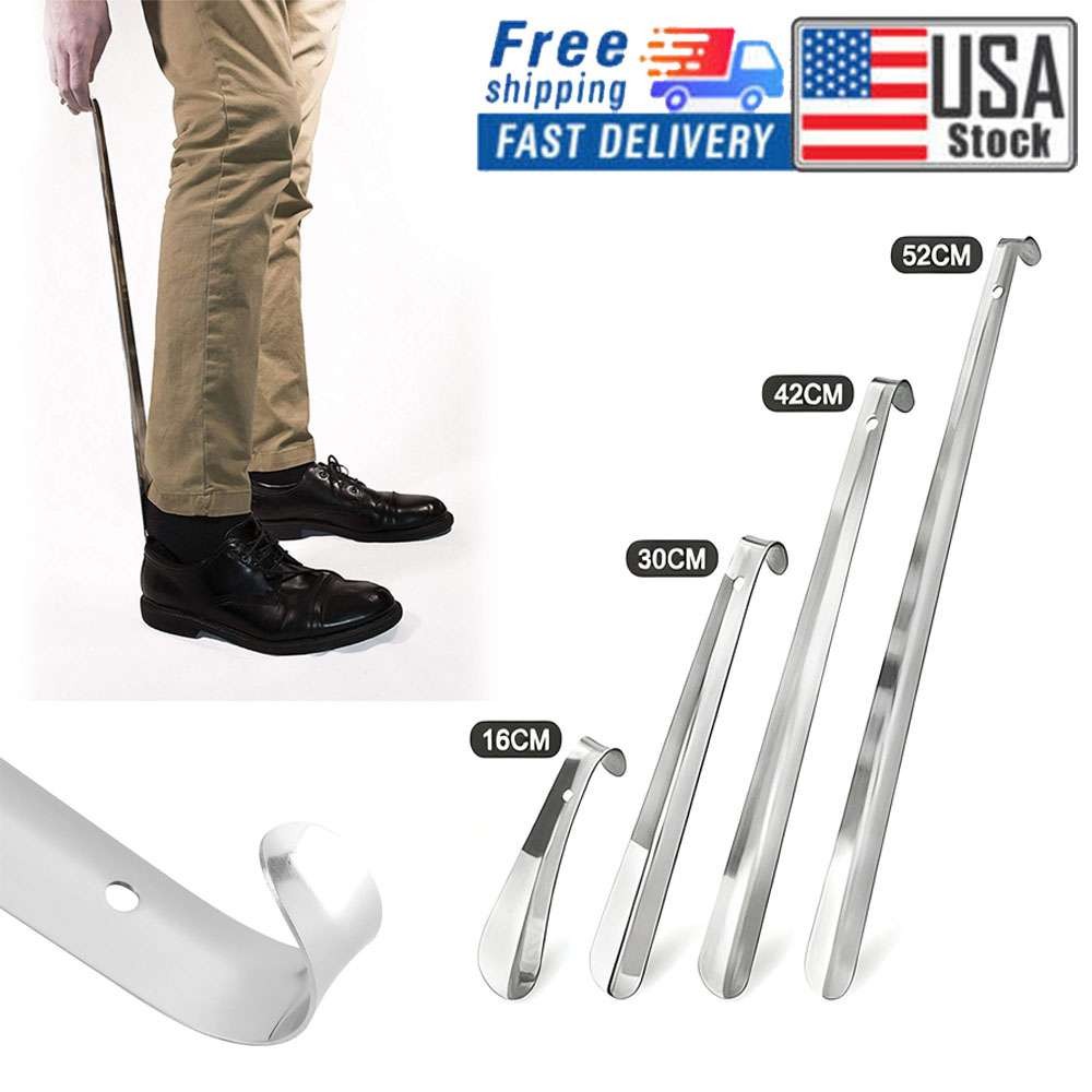 16/30/42/52cm Handle Shoe Horn Stainless Steel Handled Metal Shoehorn Horns New