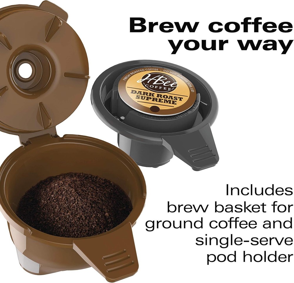 Single Cup Coffee Maker, Pod Pack and Ground Coffee Compatible, 1 Cup, Red
