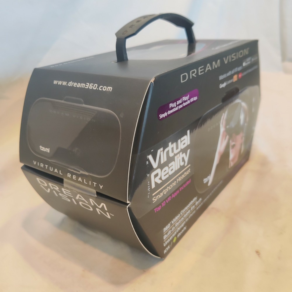 Dream Vision VR Virtual Reality 360 Smartphone Headset Earbuds iOS Android Black