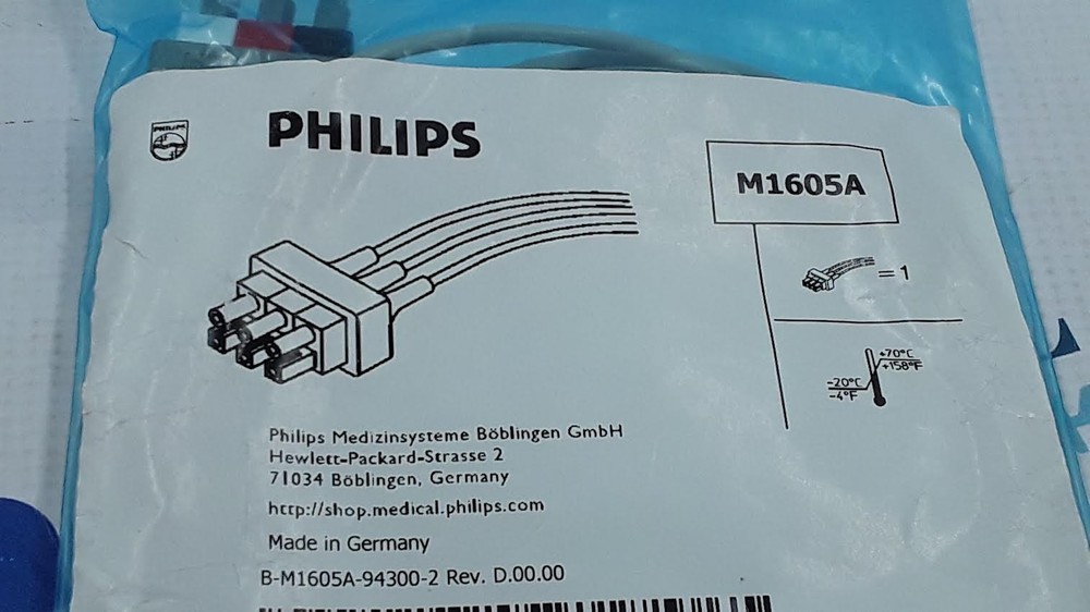 Philips ECG 3Lead Snaps Cable 3.3' AAMI M1605A