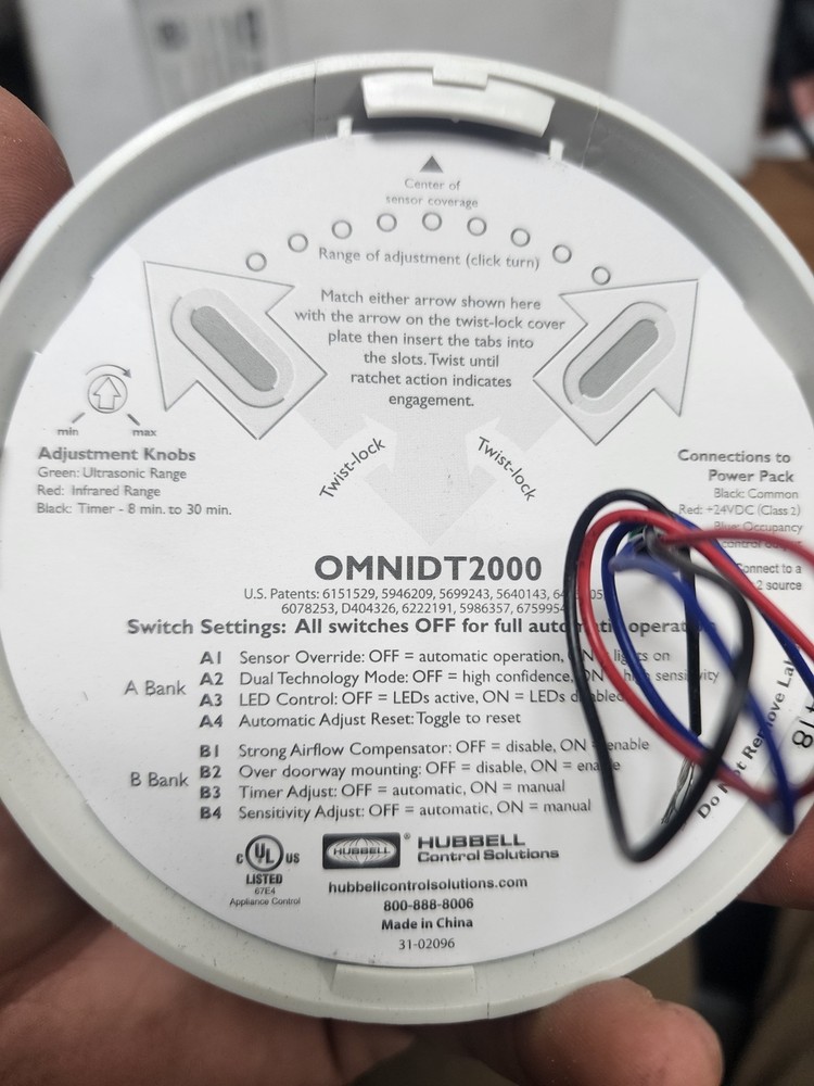 🤠 NEW HUBBELL CONTROL SOLUTIONS OMNI PIR & US SENSOR OMNIDT2000 MISSING HARDWAR