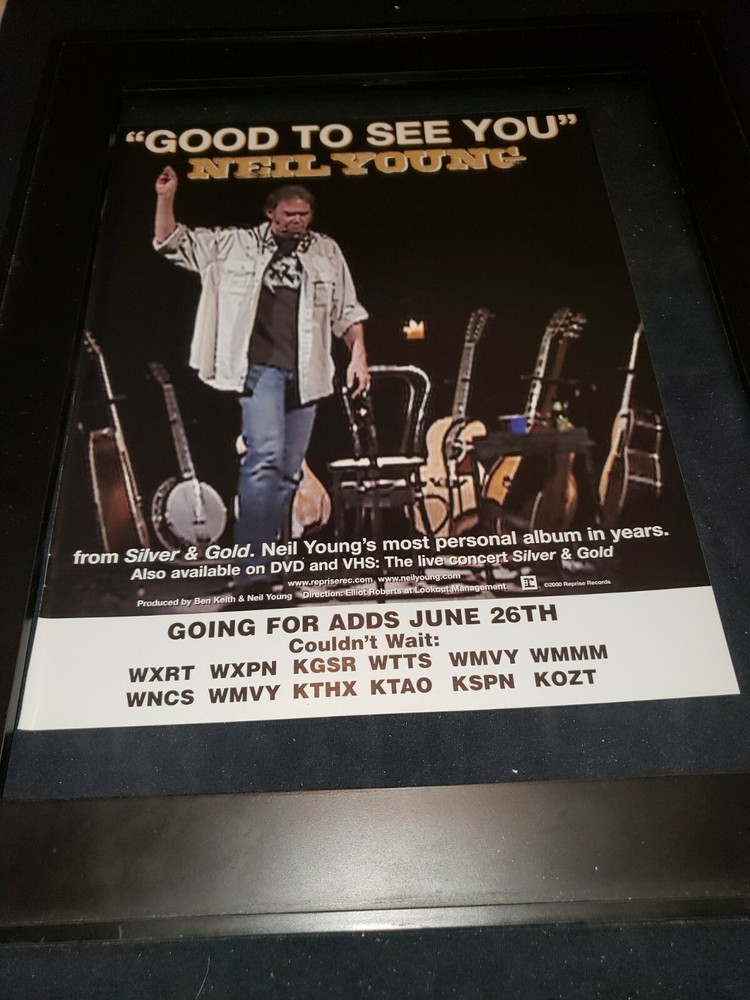 Neil Young Good To See You Rare Original Radio Promo Poster Ad Framed!