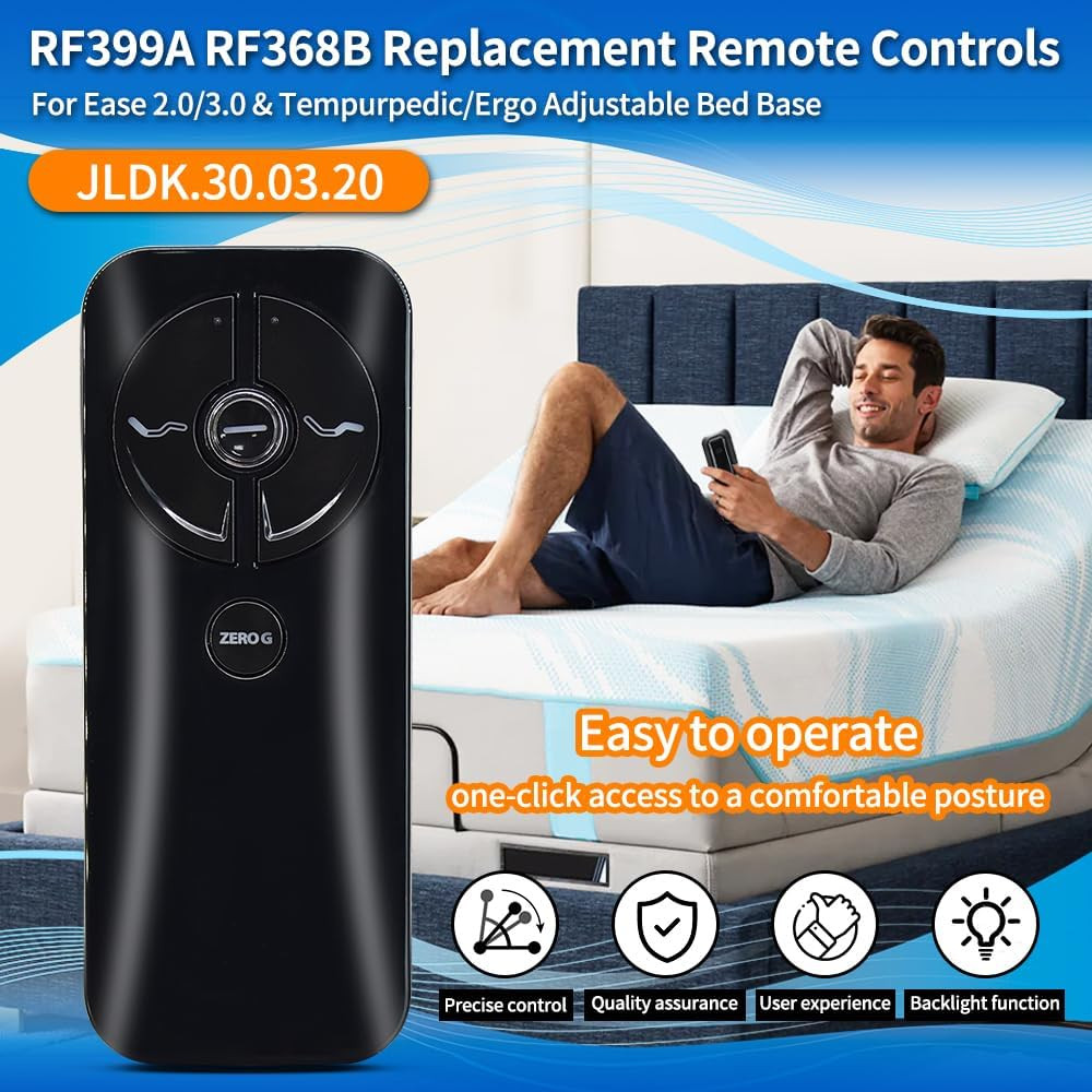 RF399A RF368B MC120TS Remote Replacement for Keeson Adjustable Bed Remote/Tempur