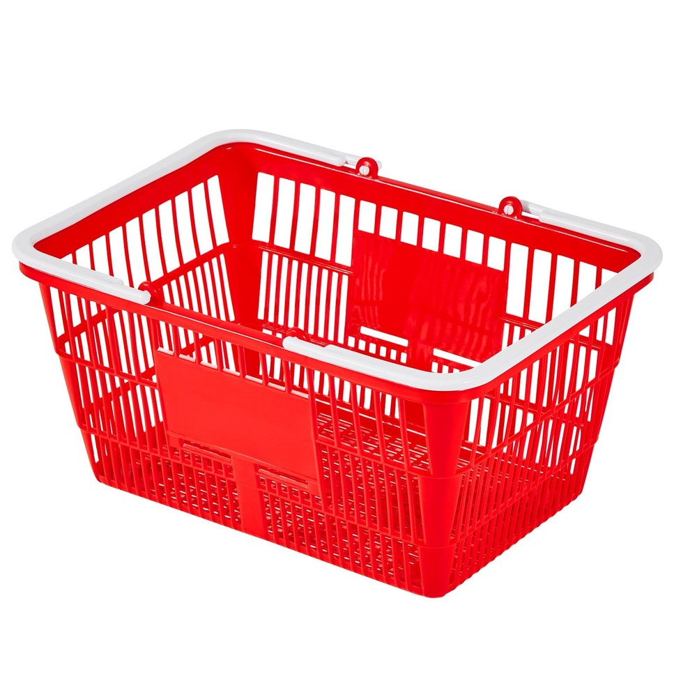Shopping Baskets, 12 PCS, 21L Stackable PE Plastic Grocery Baskets with Handles,