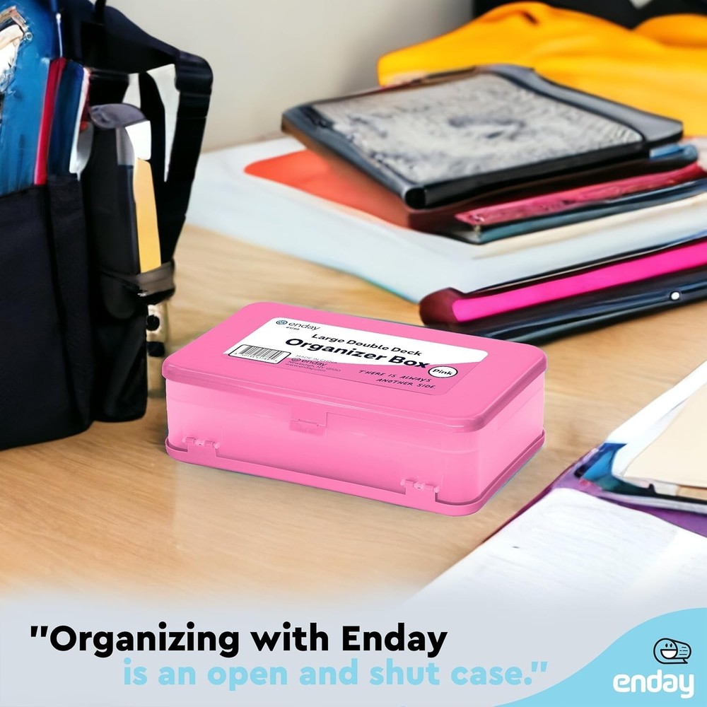 Double Deck Large Pencil Box Pink