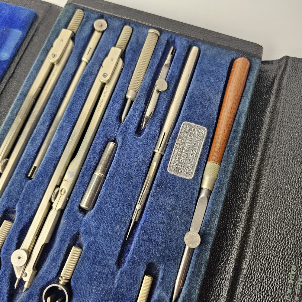 Vintage 1930s Dietzgen Instruments Drawing Instruments Drafting Set Compass Case