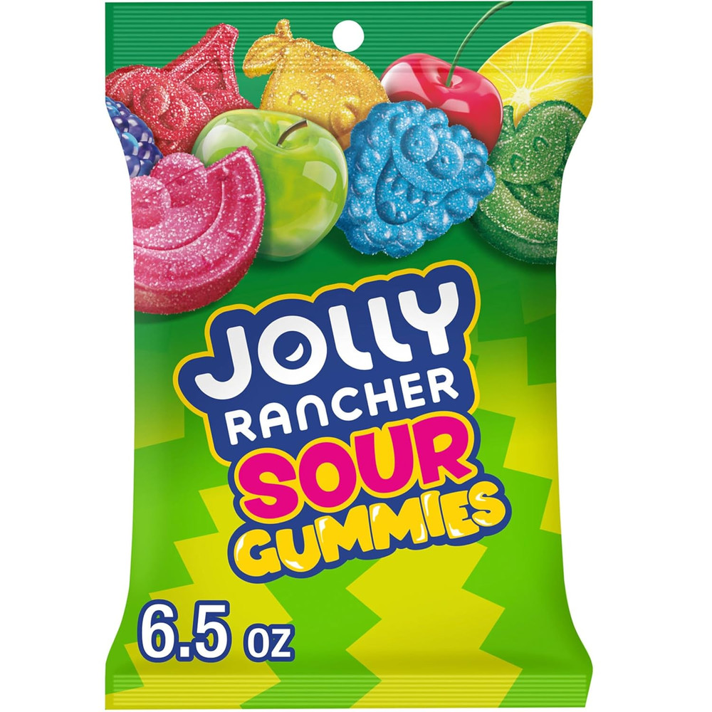 Sour Gummies Assorted Fruit Flavored Candy Bag, 6.5 Oz