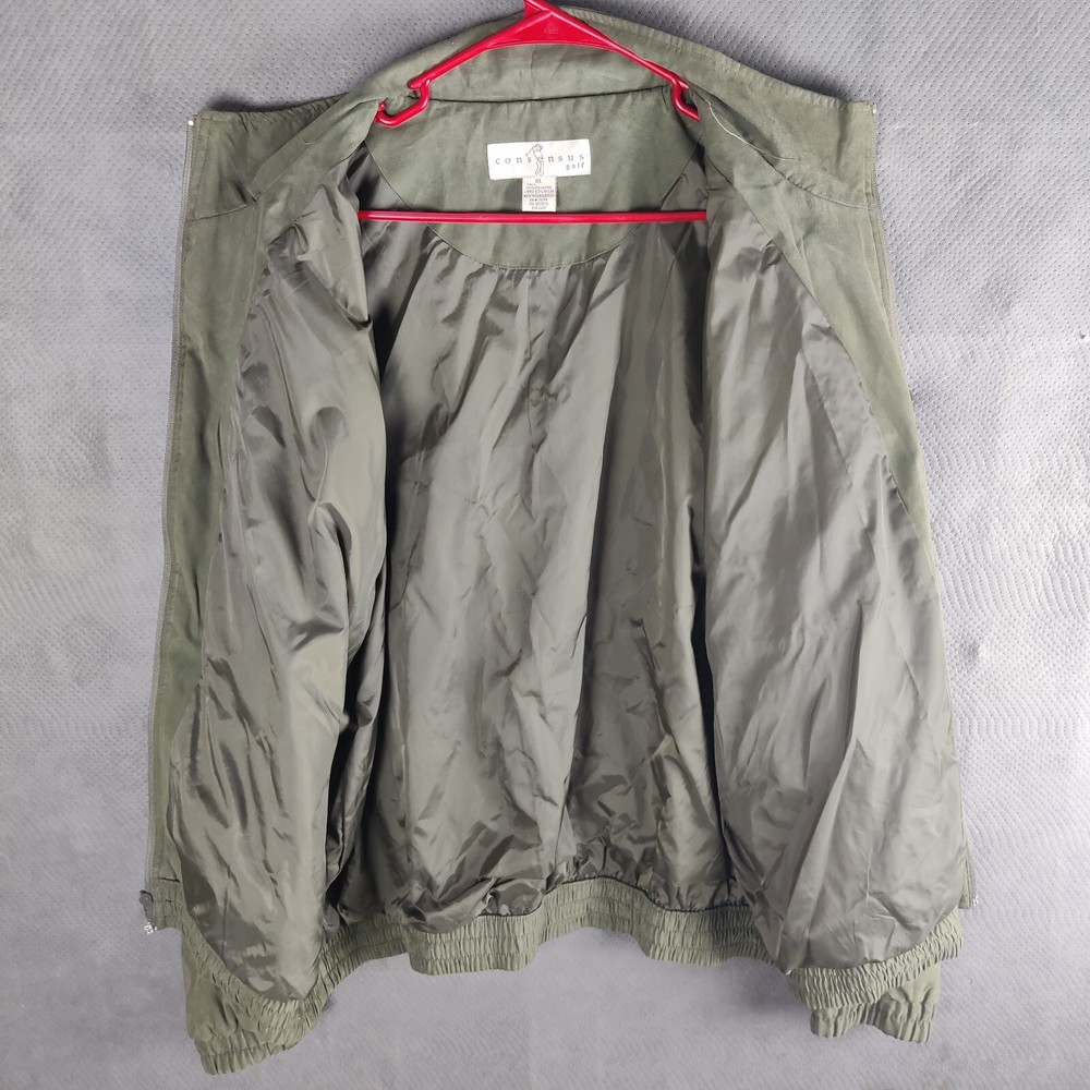 Consensus Golf Jacket Mens Size XL Full Zip Polyester Long Sleeve Green